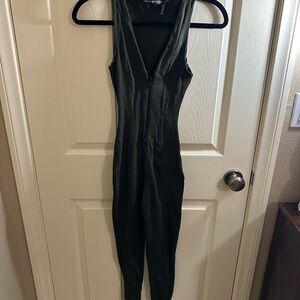 Naked Wardrobe Dark Green Sleeveless Jumpsuit
